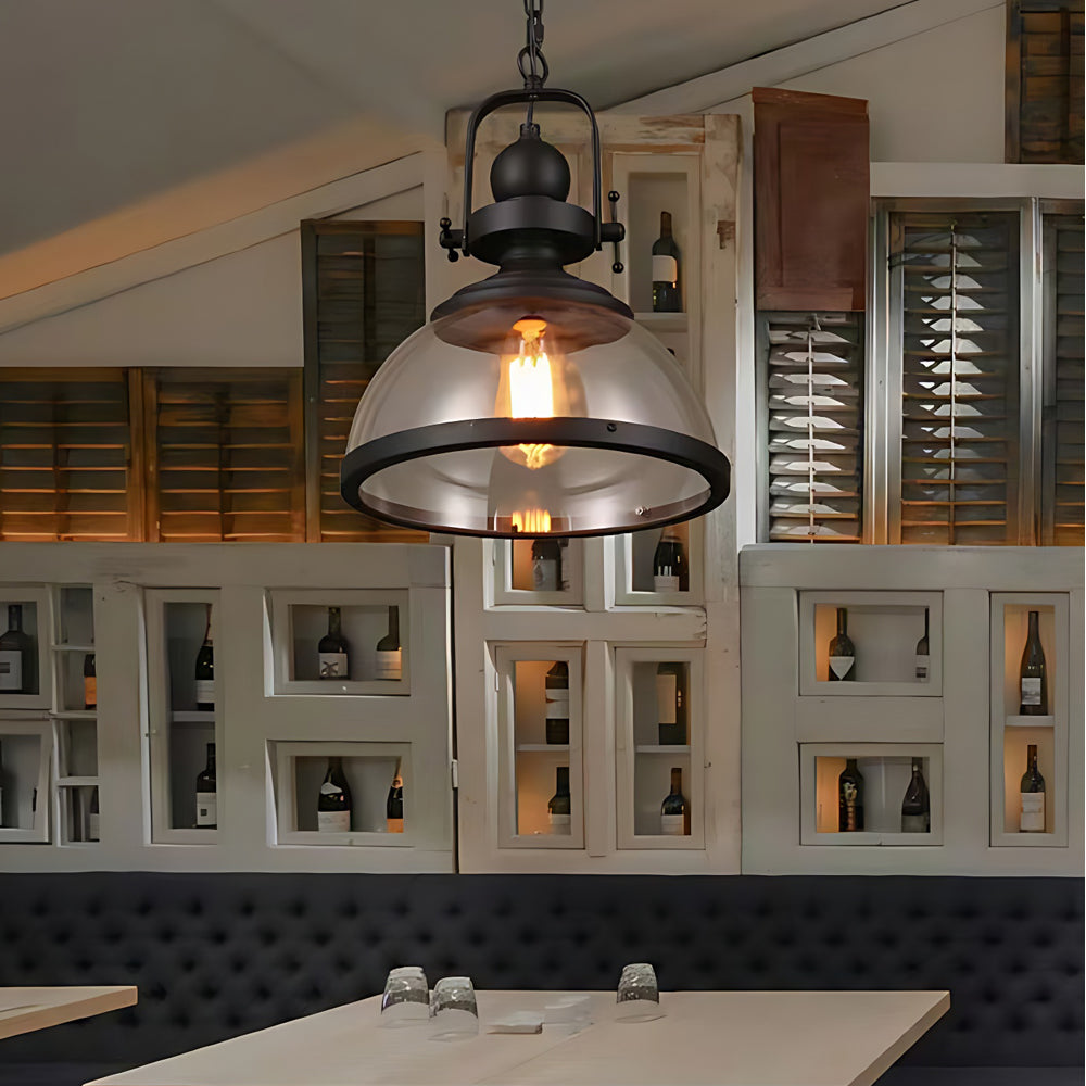 GlassDome - Industriële Vintage Hanglamp met Glazen Koepel voor Keuken en Eetkamer