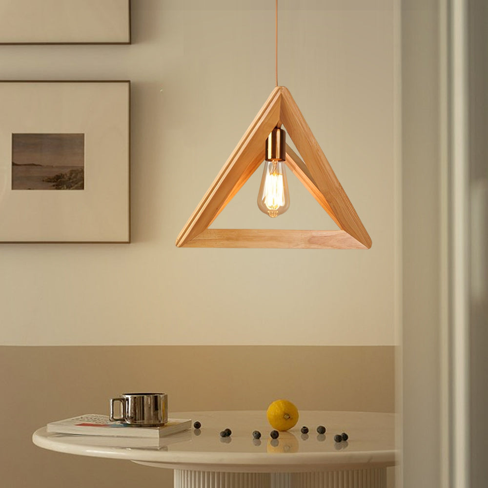 NordicFrame - Scandinavische Hanglamp met Houten Frame in Geometrisch Design