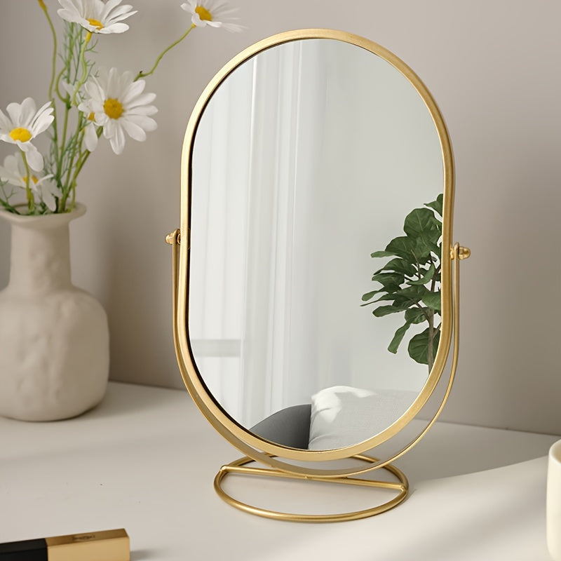 360° Roterende Make-up Spiegel – IJzeren Frame, Compact en Draagbaar, Geen Stroom Nodig