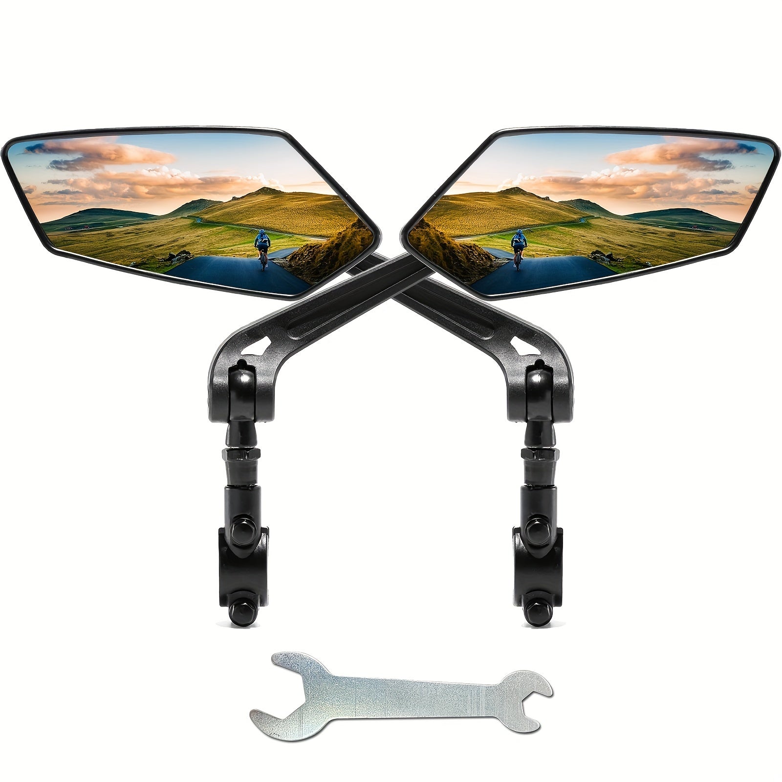 2pcs Bike Handlebar Spiegels – Verstelbare Breedhoek Achteruitkijkspiegels & 360° Draaibaar Veiligheidsglas Design voor Fiets, E-bike, Scooter & Sneeuwfiets