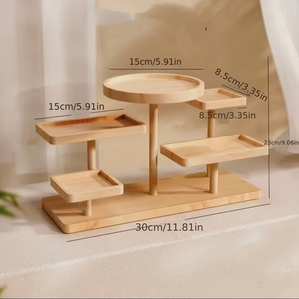 PlantStand - Veelzijdige Houten Stand voor Vetplanten & Accessoires, Gelaagde Plank