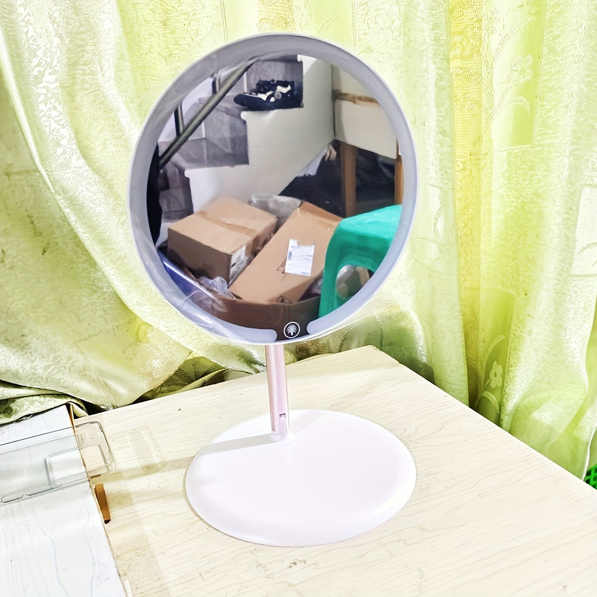LED Make-up Spiegel met Lampstand – Verstelbare Driekleurige Verlichting, Oplaadbaar en Draagbaar
