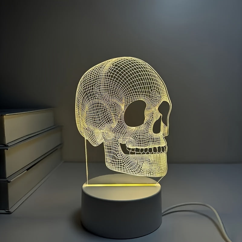 SkullGlow - 3D LED Schedelvormige Tafellamp met USB-Voeding