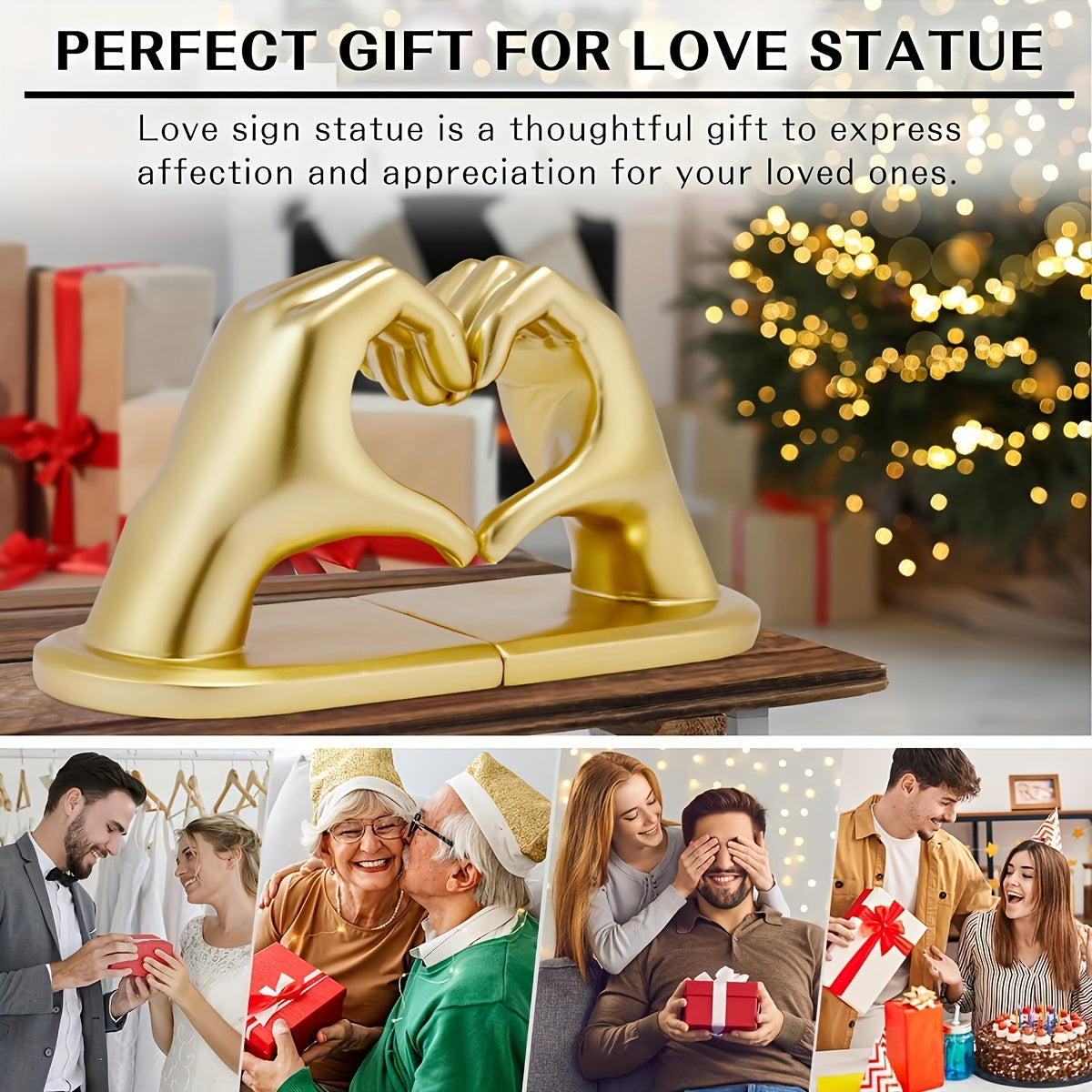 GoldenHeart - Set di 2 Fermalibri - Scultura d'Arte Moderna per Decorazione della Casa