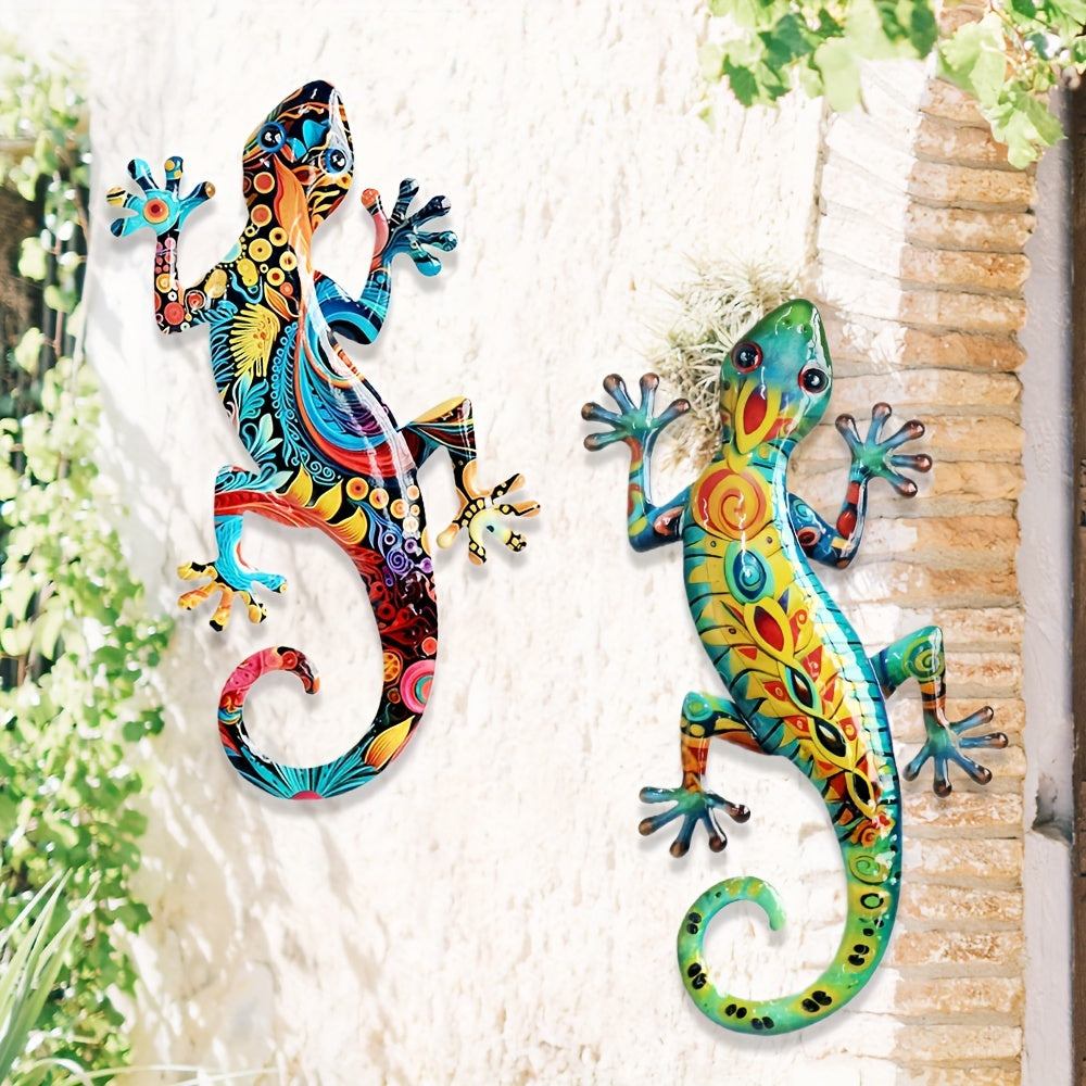 GekkoDecor - 2 stuks Grote Metalen Gekko Wanddecoratie