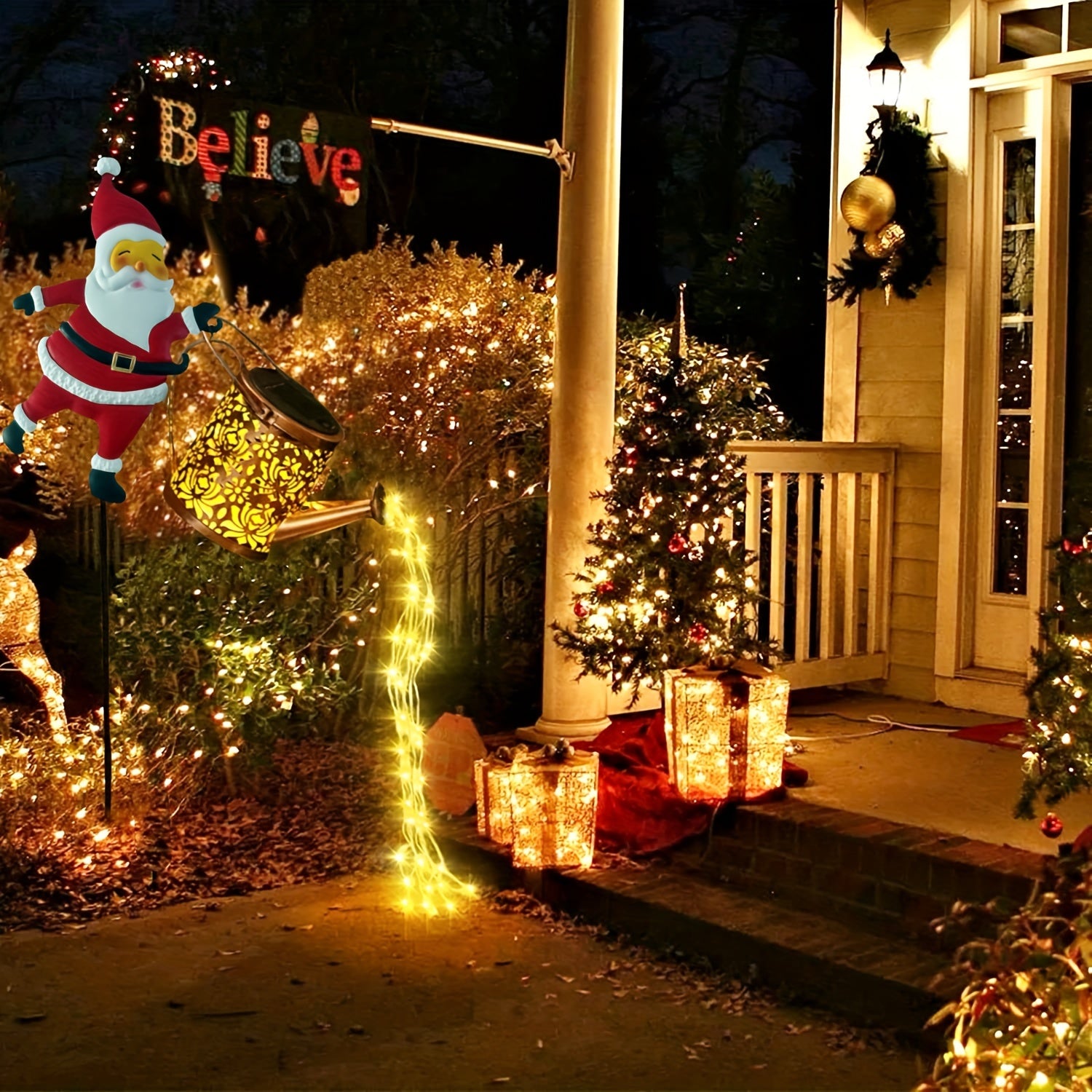 LumiLicht - Cascata a energia solare LED per giardino, annaffiatoio decorativo