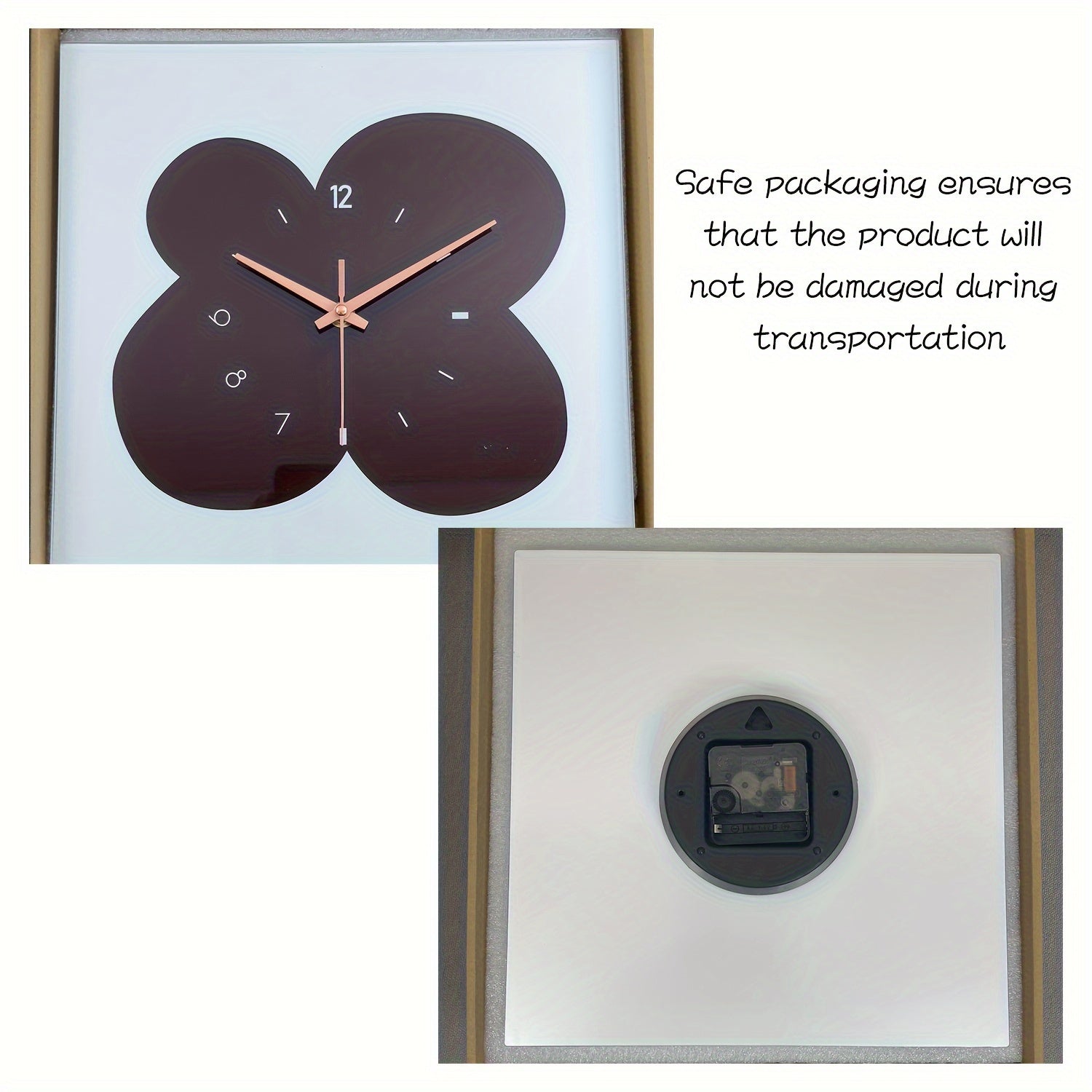 FloralTime - Reloj de Pared Cuadrado Silencioso con Patrón de Flores