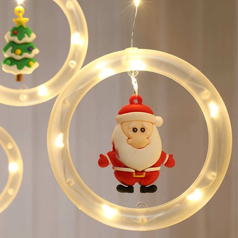 Nieuwe kerstverlichting met kerstman-cartoonvorm, hangende raamgordijnverlichting, LED-kleurverlichting, raamdecoratie, sterrenlicht, USB-interface, Halloween-cadeau.