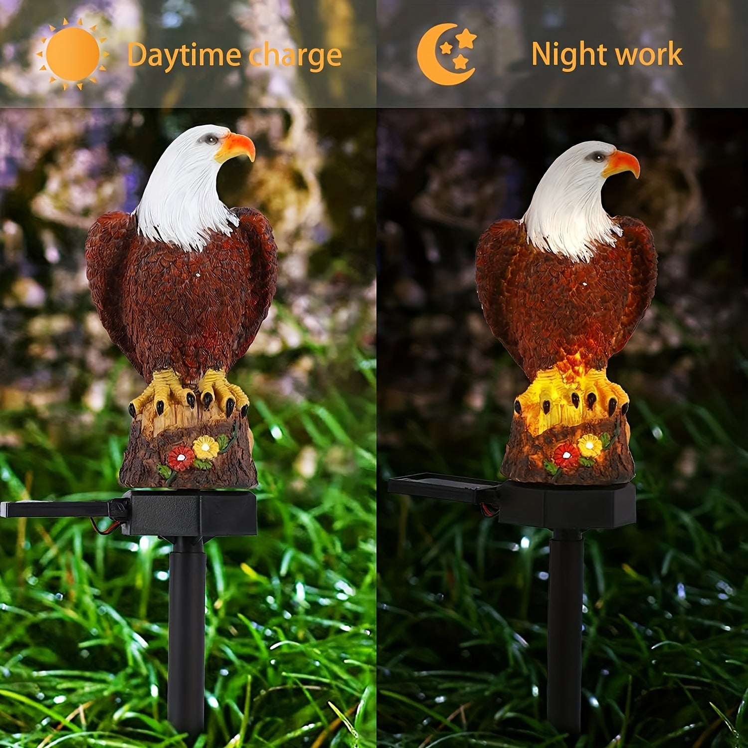 SolarGlow - Lampada Solare da Giardino Decorativa Aquila, LED Luminoso per Patio e Prato