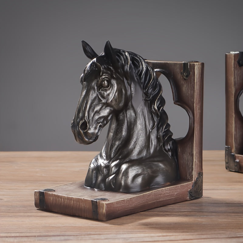 HorseHead - Houten Paardenhoofd Boekenstandaards voor Moderne Decoratie