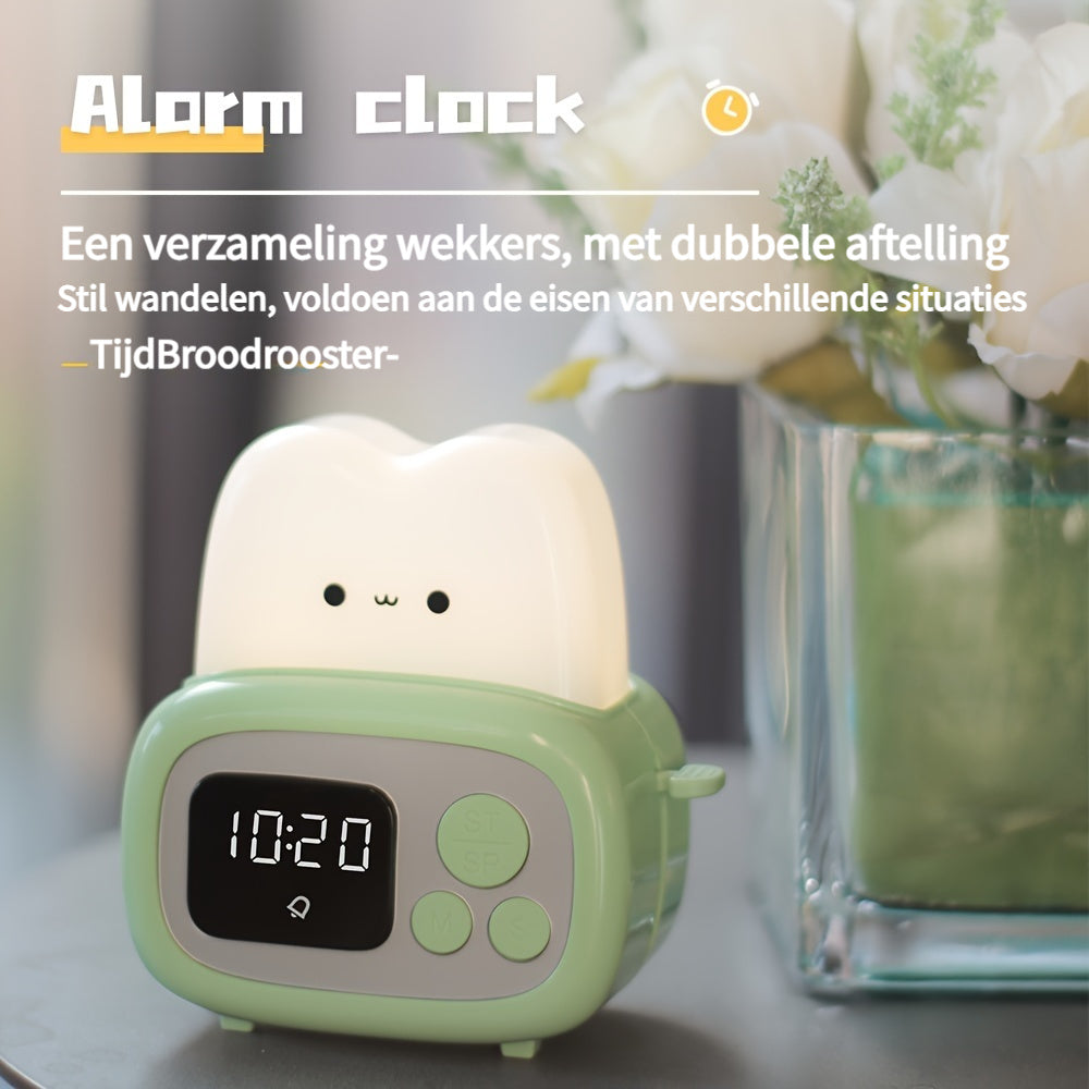 GlowBake - Schattige LED Wekker met USB-Oplaadbare Batterij
