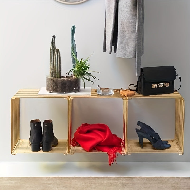 GeoShelf - Minimalistische Geometrische Metalen Boekenplank en Bijzettafel voor Diverse Kamertypes