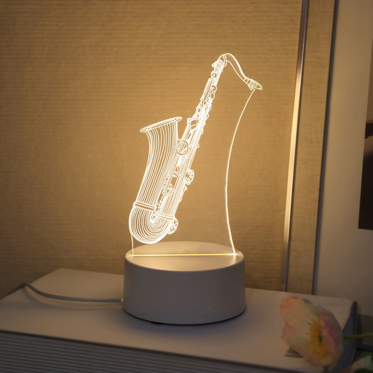 SaxGlow - 3D Saxofoon LED Nachtlamp, USB-Aangedreven Tafellamp