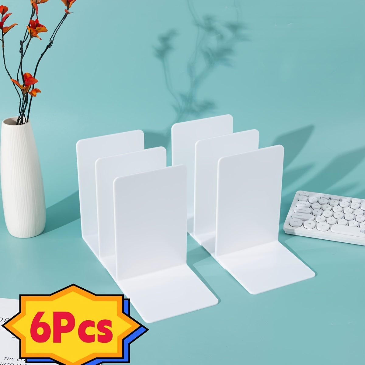 6-Pack Transparante Acryl Boekensteunen - Dikke PP Materiaal Boekenhouder voor Thuis en Kantoor