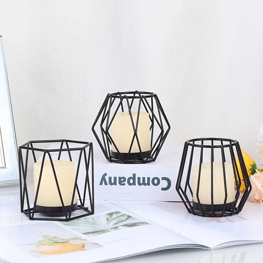 Golden Metal Candle Holder Set - Stylish Table Decoration