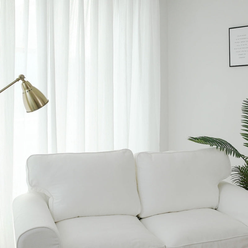 Faye Linen Look Semi-Transparent Curtains Soft Roof