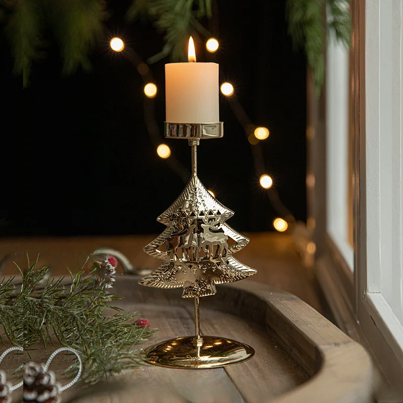 Glans - Gouden Ster- en Kerstboom Kaarsenhouder