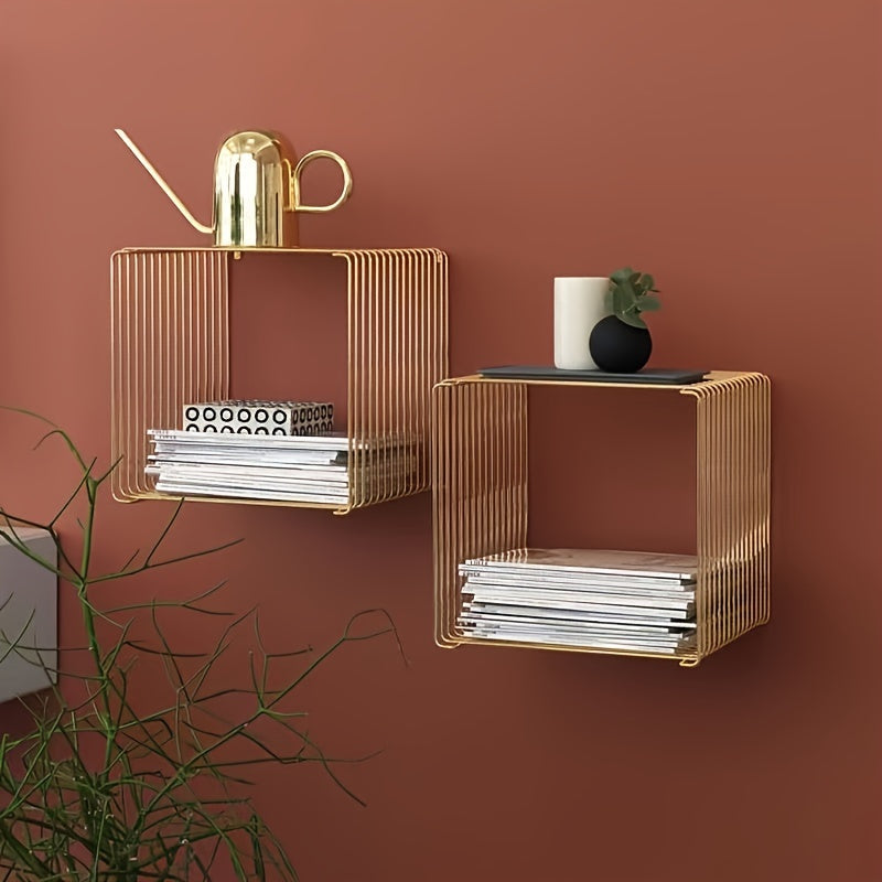 GeoShelf - Minimalistische Geometrische Metalen Boekenplank en Bijzettafel voor Diverse Kamertypes