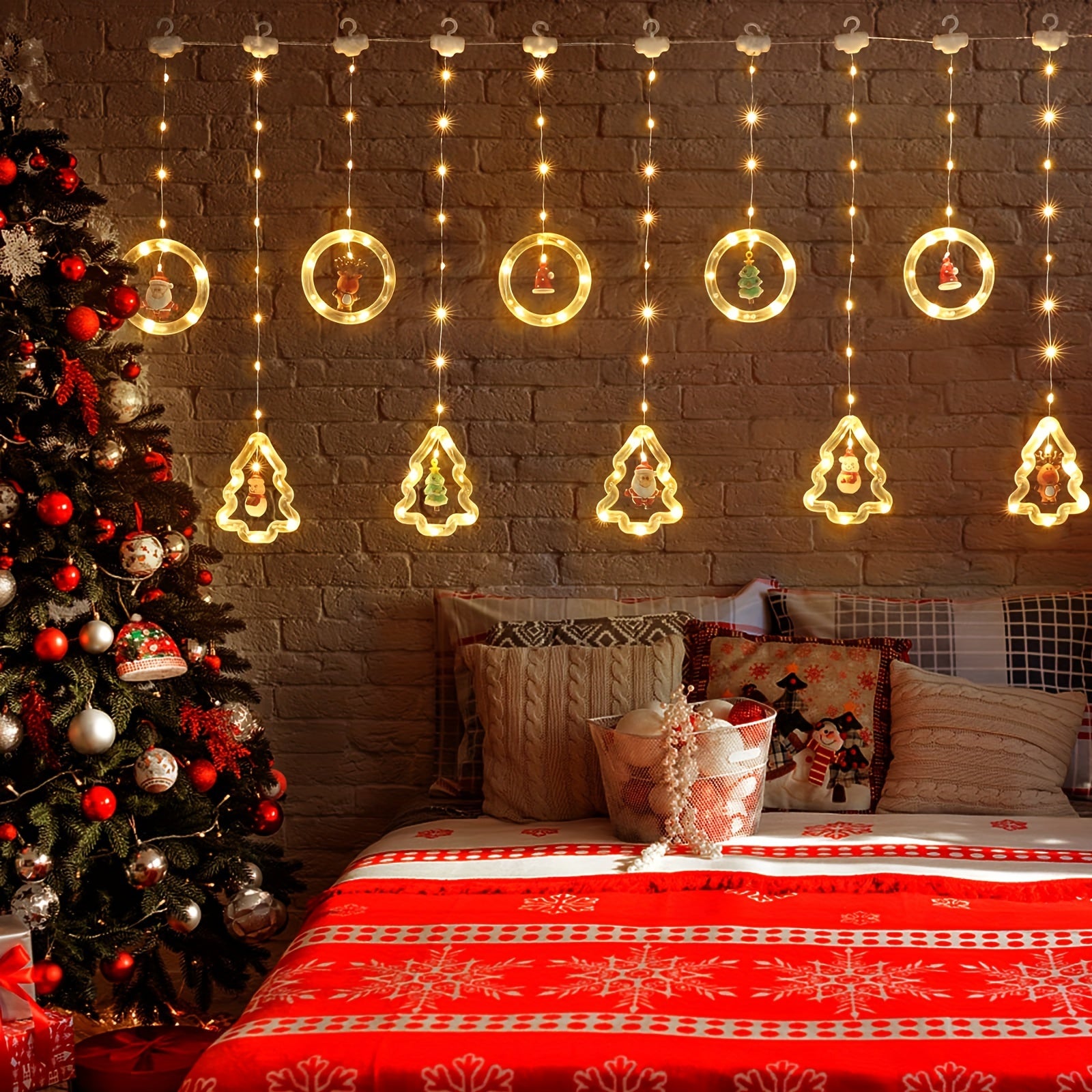 HolidayGlow - Kerst Wensring Verlichting met 10 Mini Kerstfiguren
