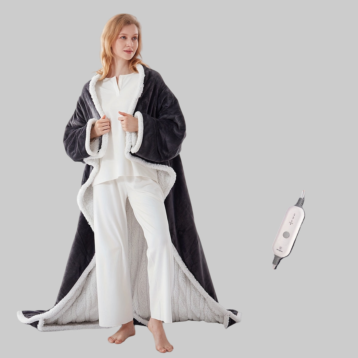 Elektrische Deken Flanel Verwarmd Poncho Warmte Instelbaar