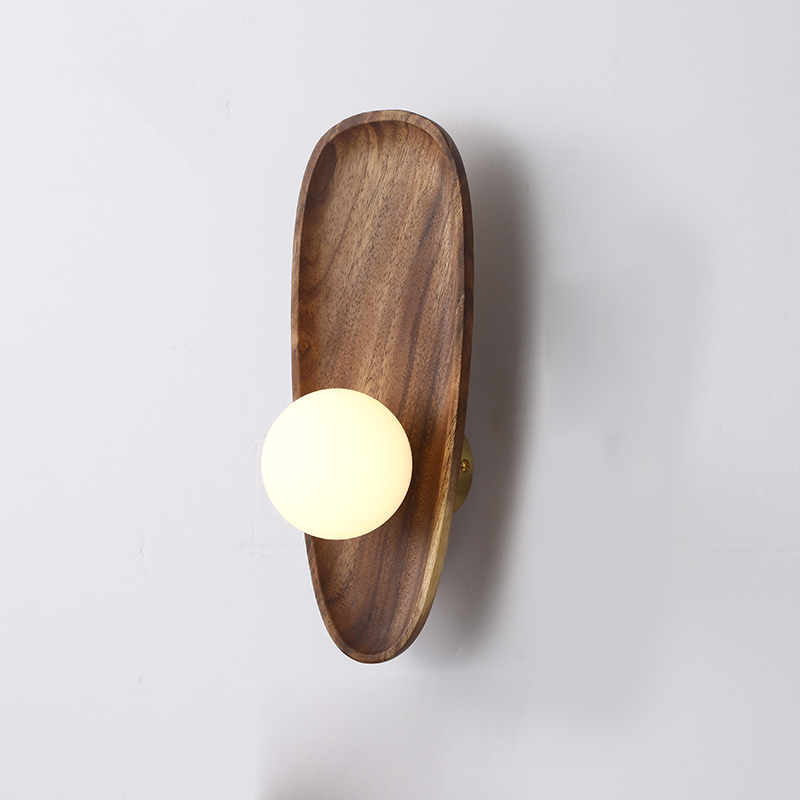 WoodGlo – Lámpara de pared minimalista de madera maciza con iluminación LED