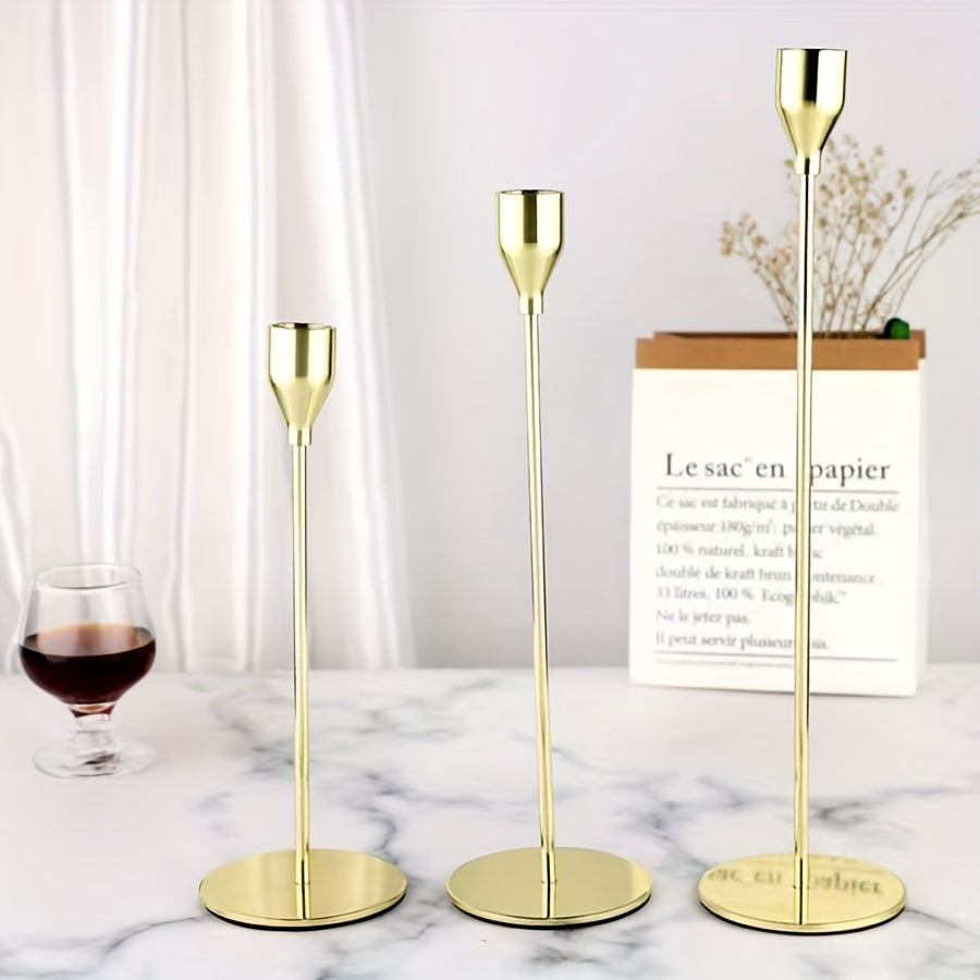 6-delige Set Zwarte/Gouden Kandelaar - Voor Restaurant, Bruiloft, Diner & Feestdecoratie