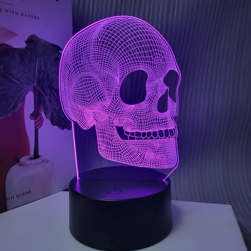 SkullGlow - 3D LED Schedelvormige Tafellamp met USB-Voeding