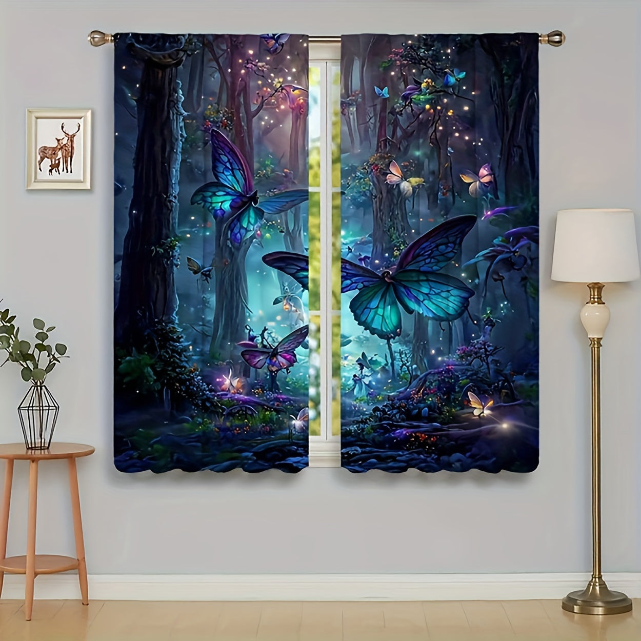 Forest Butterfly Verduisterende Gordijnen - 2 Stuks Lichtdoorlatende Gordijnpanelen voor Woonkamer en Slaapkamer