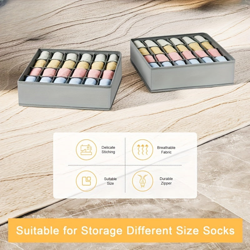 2-Pack Opvouwbare Sokken- en Ondergoedorganizer met 24 Vakken