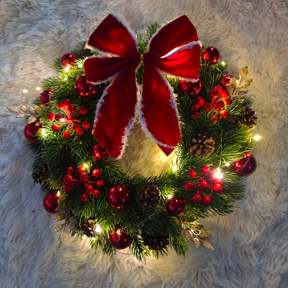 HolidayCharm - 44.98cm Feestelijke Kerstkrans voor Voordeur & Muurdecoratie