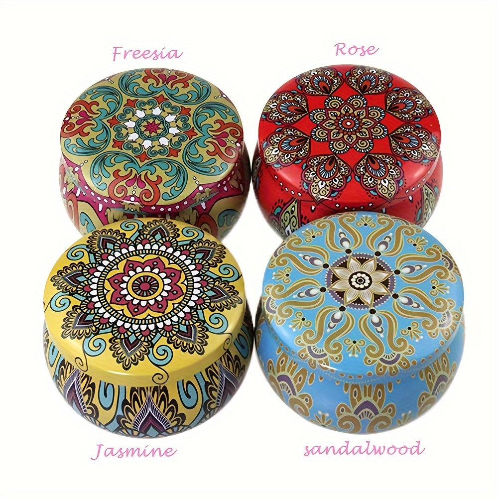 Set di Candele Profumate 4 Pezzi - Profumi Rilassanti: Gelsomino, Sandalo, Canglan, Rosa - Perfetto per Rilassamento, Yoga e Regali