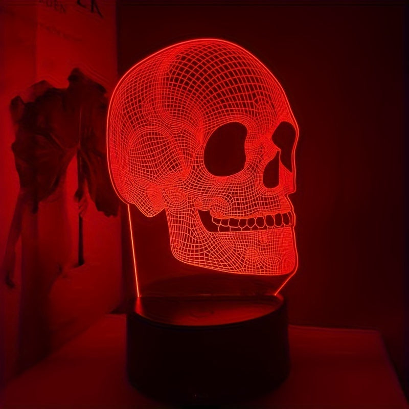 SkullGlow - 3D LED Schedelvormige Tafellamp met USB-Voeding