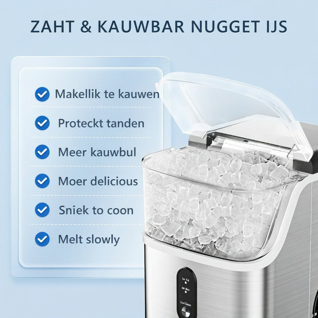 IJsblokjesmachine Compact RVS Design Snelle Nugget Ice