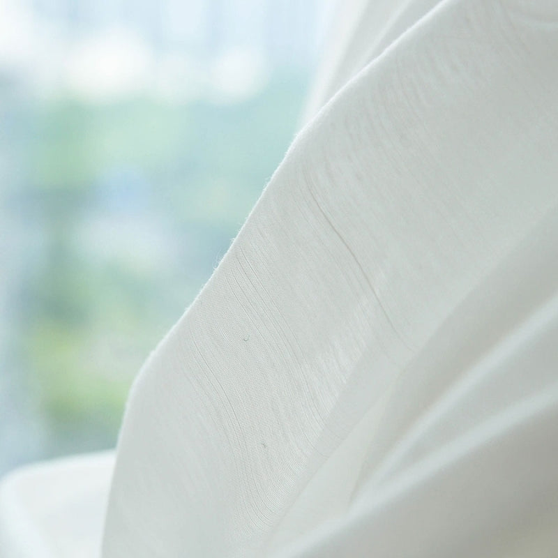 Faye Linen Look Semi-Transparent Curtains Soft Roof