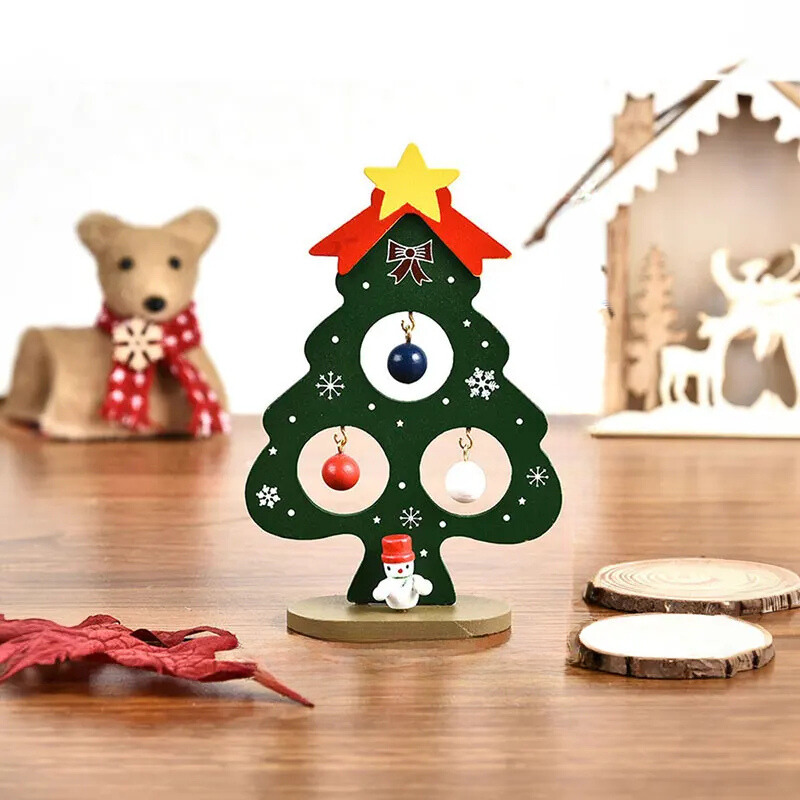 ElegantBoom - Houten Kerstdecoratie voor Bureau
