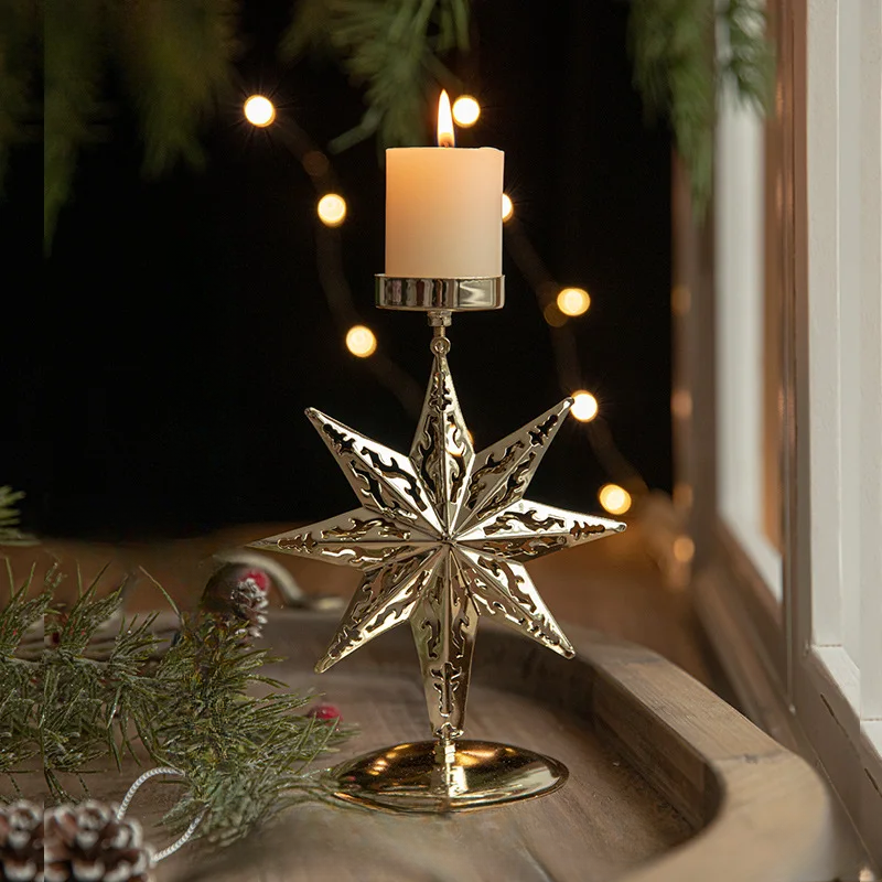 Glans - Gouden Ster- en Kerstboom Kaarsenhouder