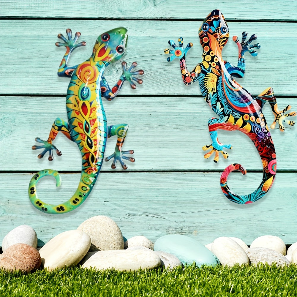 GekkoDecor - 2 stuks Grote Metalen Gekko Wanddecoratie