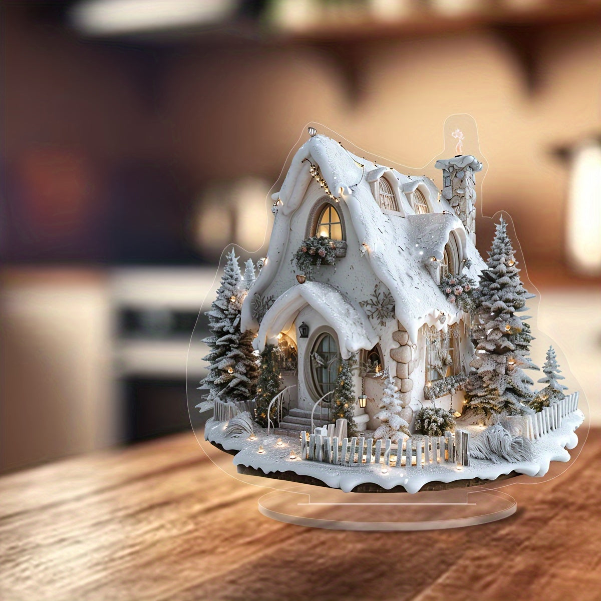 EnchantedVillage - Acryl Kerstdorp Tafeldecoratie, Shabby Chic Stijl