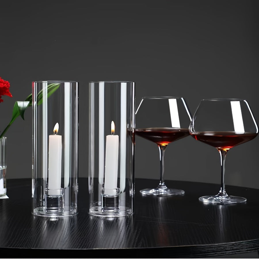 High-Quality Borosilicate Glass Candle Holder - Windproof, Scandinavian Style, Transparent