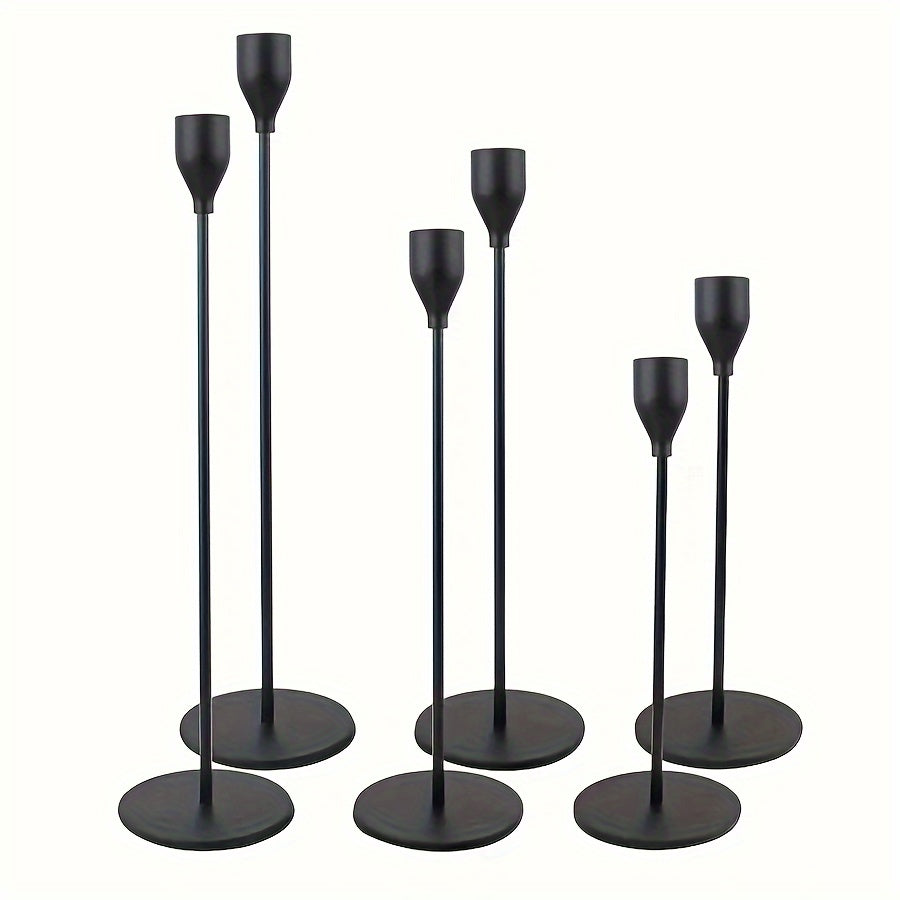 6-delige Set Zwarte/Gouden Kandelaar - Voor Restaurant, Bruiloft, Diner & Feestdecoratie