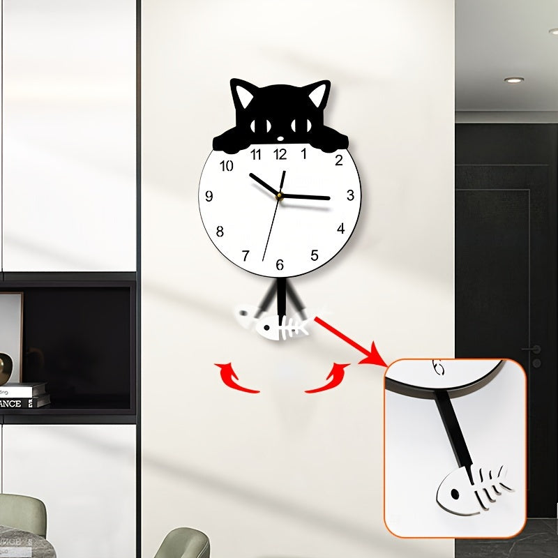 SwingCat - Style Swinging Cat Wall Clock by WANTIFO, Modern Cartoon Style