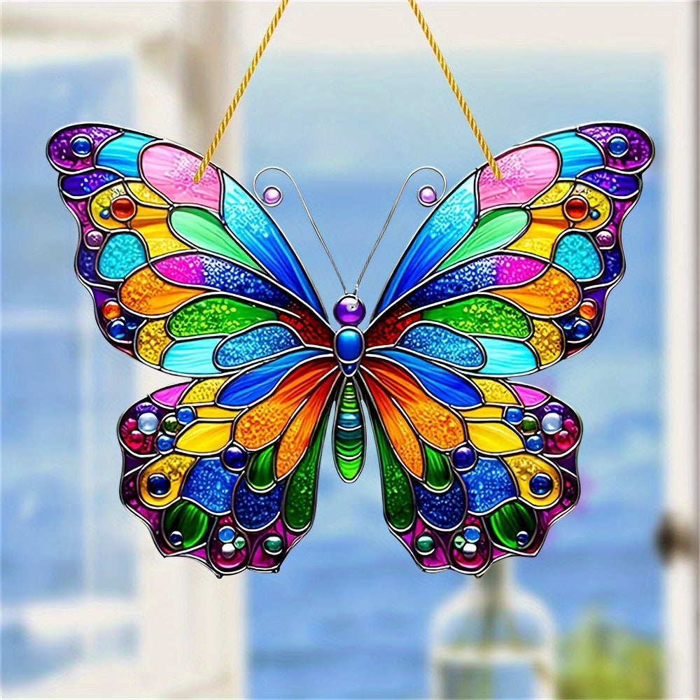 StainedWing - Kleurrijke Glas-in-Lood Vlindermuurhanger