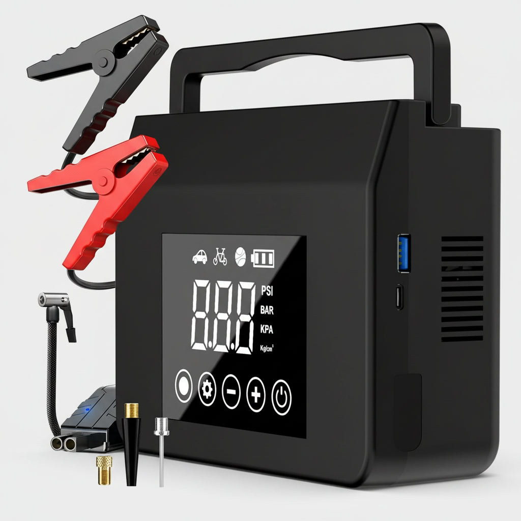 Draagbare Auto Jumpstarter Luchtcompressor Oplaadfunctie