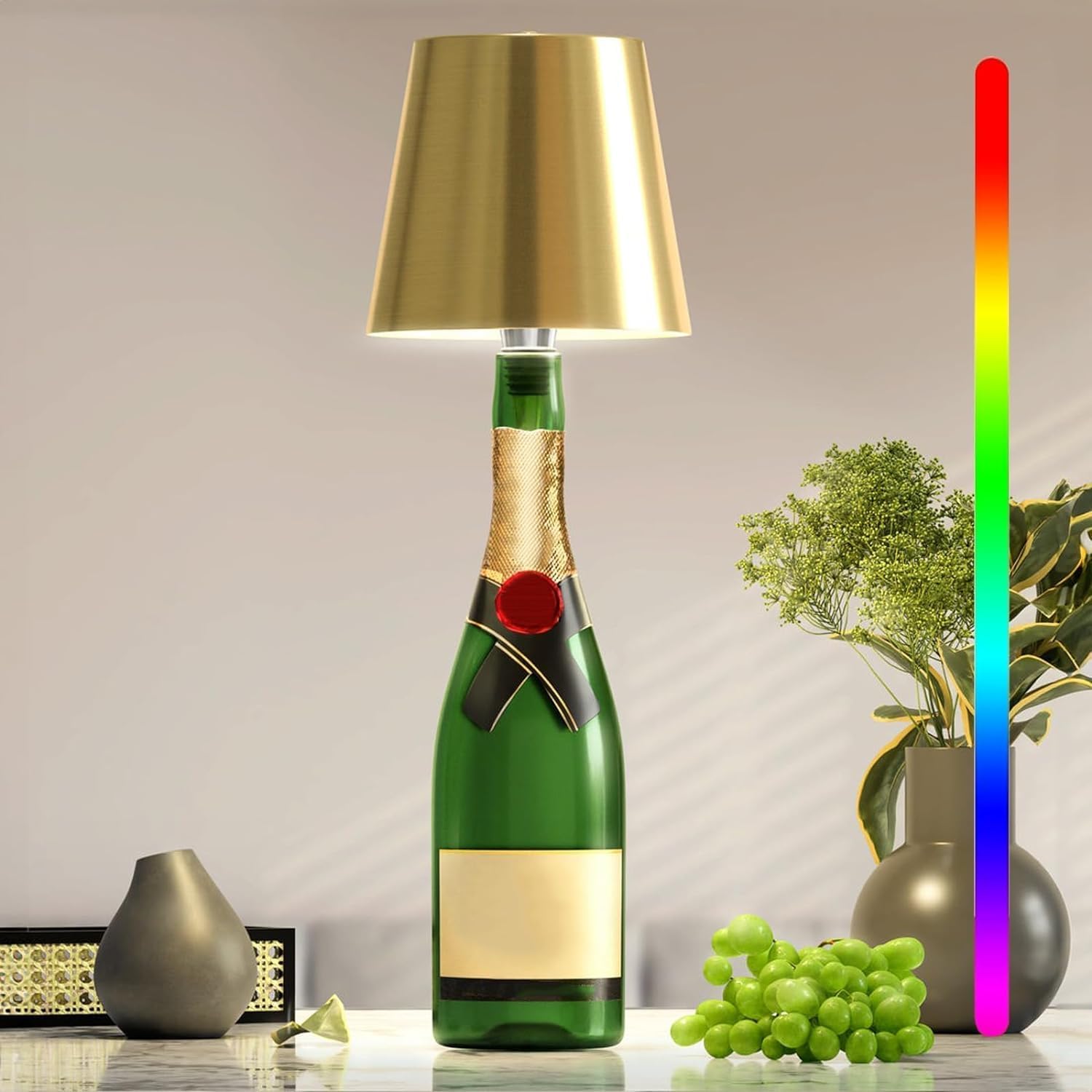 GlowBottle - LED Fleslamp met Dimbare Touchbediening, Draadloos & Oplaadbaar