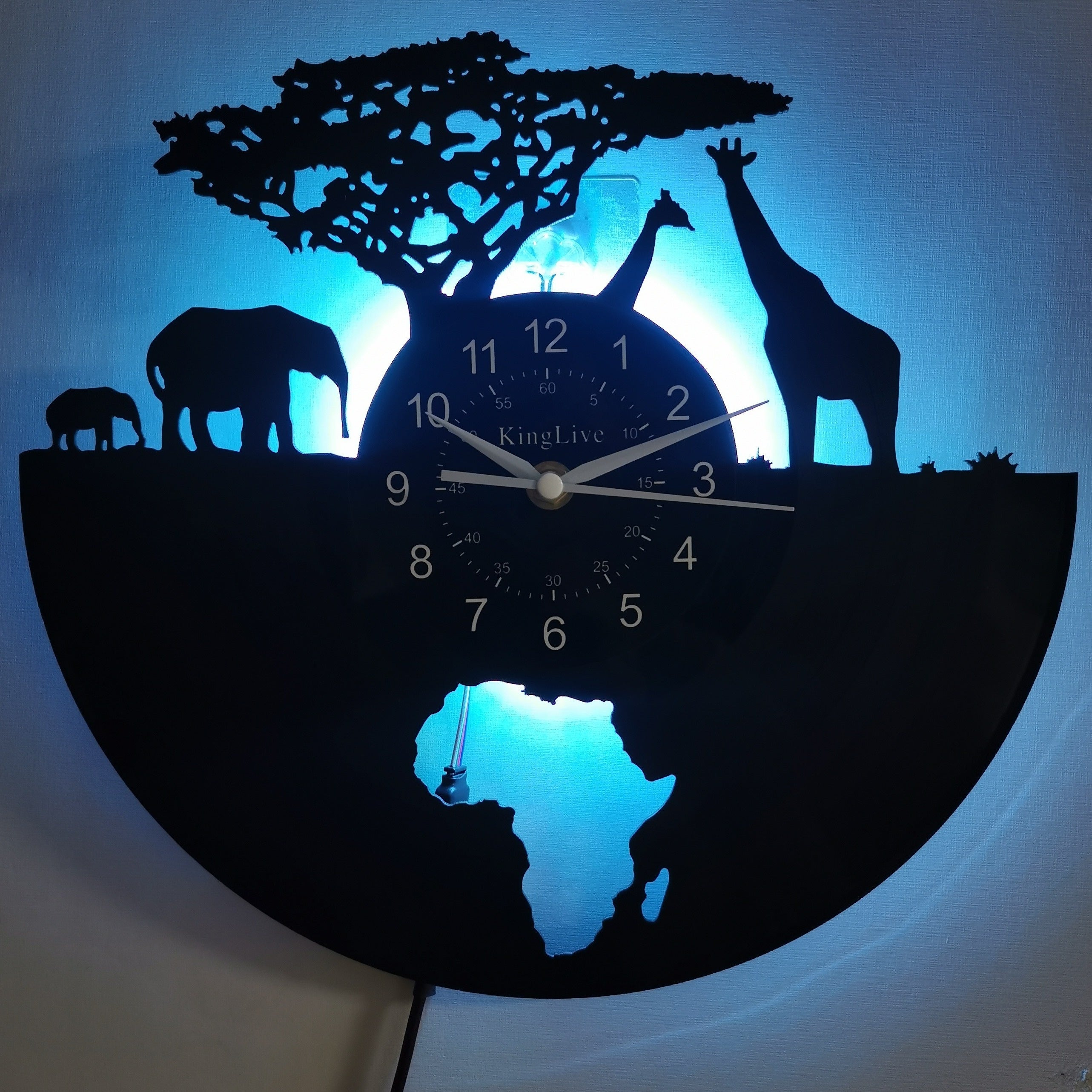 Vinyl Record Wall Clock - Giraffe Theme, Silent Clock, For Living Room, Bedroom, Kitchen or Office