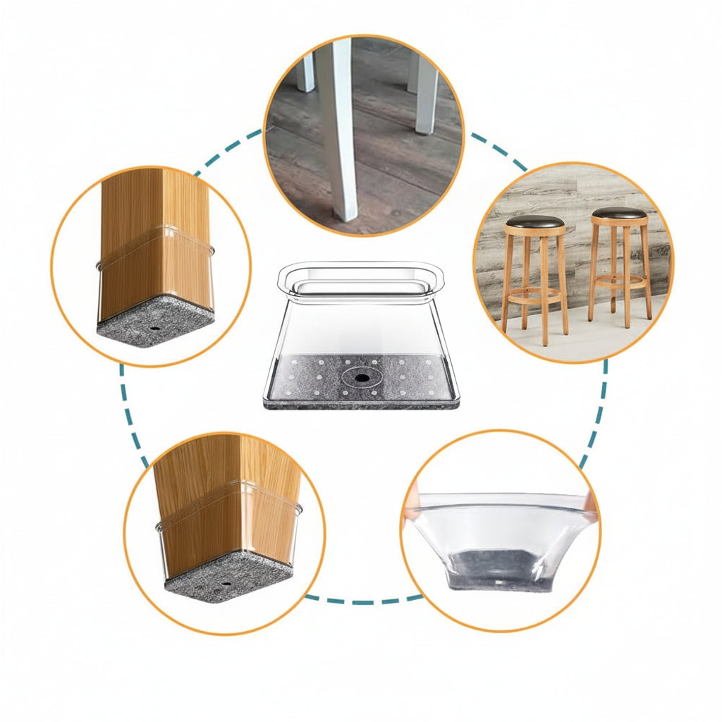 Protectores para Pés de Cadeira em Feltro de Silicone Silencioso