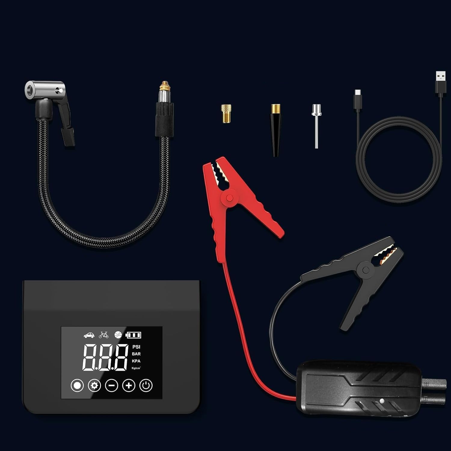 Draagbare Auto Jumpstarter Luchtcompressor Oplaadfunctie