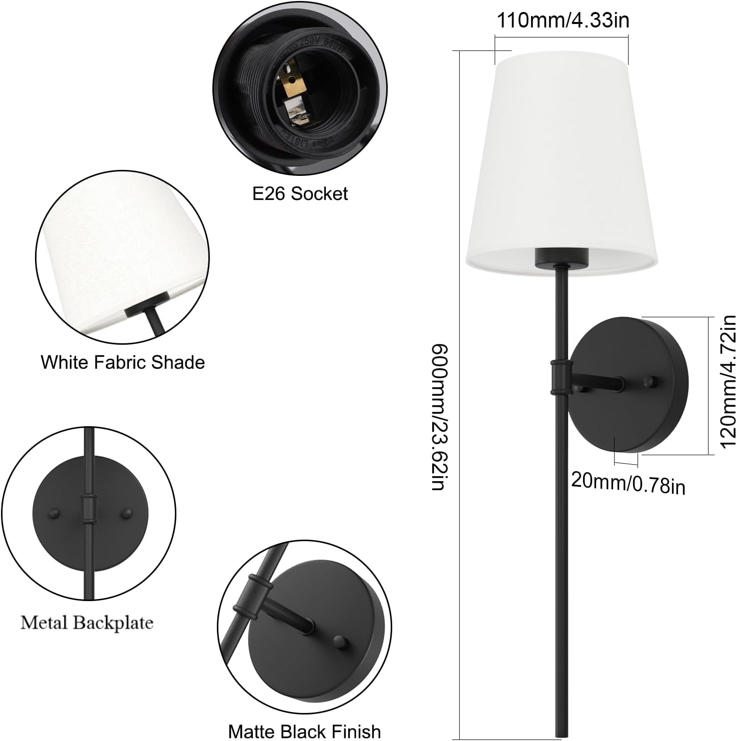 Set di 2 lampade da parete eleganti