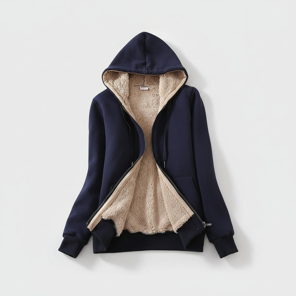 Dames Jas Hoodie Fleece Gevoerd Warm Winter Jack Capuchon