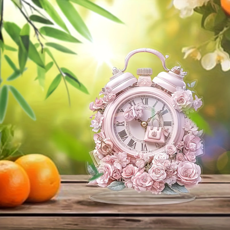 BohoTime - Roze Bloemenwekker met Acryl Display